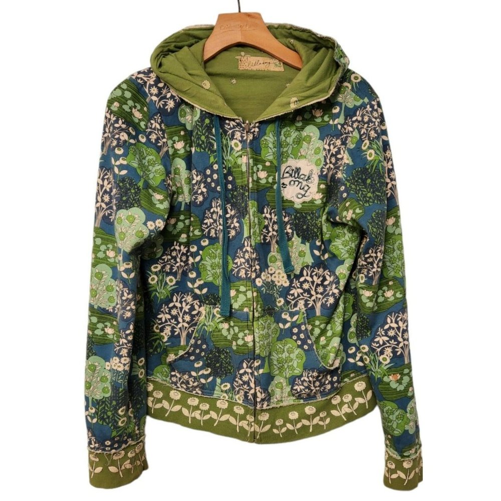 Green Floral Hoodie Jacket - Women's Zip-Up Hooded Top
